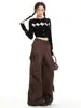 Jeans de Pierna Ancha con Múltiples Bolsillos Color Caqui y Diseño de Nicho para Mujer, Nuevo Estilo Otoño 2026, Pantalones Cargo Sueltos Versátiles
