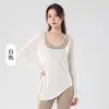 Roupa de Yoga Feminina Casaco Cardigan Sensação Nebulosa Gola U Grande Cardigan Esportivo Leve Ligeiramente Transparente Cobre Imperfeições Emagrecimento Fenda Lateral