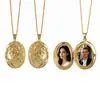 Caixa de foto redonda personalizada com gravação transfronteiriça, caixa de foto oval, colar personalizado, pingente de aço inoxidável com impressão colorida, colar com foto