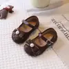 Zapatos Mary Jane estampados estilo chino para niñas, nueva colección primavera/otoño 2026, zapatos pequeños de cuero con lazo de perlas para bebé, bailarinas de princesa