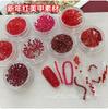 Festivo Año Nuevo Rojo Microcuentas de Diamante Material para Arte de Uñas Cristal Cuadrado Tridimensional Palo Decoración de Armadura para Uñas