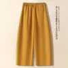 Pantalones cropped anchos hechos a medida para mujer, nuevo estilo de principios de otoño, de cintura alta, adelgazantes, con efecto de caída, talla grande, diseño curvo