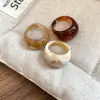 Conjunto de Três Peças de Anéis Ovais e Quadrados de Resina Europeus e Americanos Transfronteiriços, Anéis para Dedo Indicador Estilo Vintage, Joias de Nicho de Alto Padrão