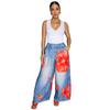 10833 Moyashang Amazon Comercio Exterior Europeo y Americano Ropa para Mujer Ruso Europeo Estampado Pantalones de Pierna Ancha Casuales Pantalones para Mujer Nuevo