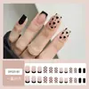 Manicura Rosa y Negra con Corazones para Uñas Largas, de Venta Cruzada, Uñas Portátiles de Moda y Divertidas, 24 Piezas de Parches para Uñas Francesas