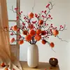 Flor de Granado Flor Artificial Bayas Rojas de Acebo Fruta de la Fortuna Flor Decorativa de Año Nuevo Flor Falsa Adorno Adorno para Arreglo Floral de Sala de Estar Dropshipping