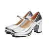 2025 Nuevos Zapatos Británicos de Primavera y Otoño para Mujer con Correa para Viaje Punta Cuadrada Boca Baja Tacones Altos Gruesos 32-43 Amazon Comercio Exterior