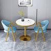 Mesa de Negociação Nórdica Mesa de Recepção para Loja de Chá com Leite Lazer Mesa Redonda Pequena para Apartamento Pequeno Doméstico Varanda Combinação de Mesa e Cadeira com Tampo Imitando Rocha