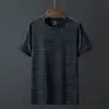 Camiseta de Manga Corta Holgada de Seda Helada Delgada de Verano para Hombre Talla Grande Cuello Redondo Secado Rápido Deportiva Casual Camiseta Corta Top Ropa
