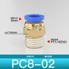 Conector Neumático Rápido de Rosca Recta PC4/6/8/10/12/16-M5/01/02/03/04