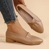 Zapatos de Mujer de Piel Suave Nueva Primavera 2026 con Tacón Medio Grueso, Zapatos de Mujer Negros, Zapatos para Mamá, Zapatos de Cuña de Punta Fina Poco Profundos