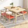 Juego de mesa y sillas de comedor nórdicas para el hogar, económico, tipo apartamento pequeño, mesa de comedor para 4 personas 6 personas, comercial, propiedad de alquiler, mesa de comedor simple