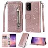 Aplicável a Samsung note20 glitter zipper cordão de couro para celular estojo de couro A21s carteira estojo protetor multifuncional titular de cartão
