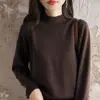 Suéter de Algodón Engrosado para Mujer, Nuevo Estilo Otoño e Invierno 2025, Cuello Semi Alto, Corte Holgado, Top de Punto Cálido para el Trabajo
