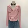 Camisa Base Modal Lisa Suave Gola Fluida Manga Longa Moda Outono Inverno Feminina Bonita Modeladora Estilo Coreano