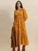 Amazon Transfronterizo Ropa Europea y Americana Verano Nuevo Vestido de Manga Larga con Estampado y Cuello en V