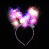Tiara de Orelha de Coelho com Penas Brilhantes de 14 Luzes Estendida com Luzes, Tiara de Veludo, Brinde Promocional de Feira Noturna, Brinquedo de Barraca de Rua