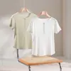 26 Moda Femenina Nueva Primavera/Verano Estilo Old Money Cuello Henley Media Botonadura Hombro Normal Corte Ajustado Casual Manga Corta Camiseta