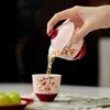 Cuenco de Té de Cerámica Rojo Ciruelo Flor de Ciruelo Rojo Pintado a Mano en Pared de Palacio Arcilla de Jade Dinastías Tang y Song, Juego de Té Kung Fu, Vajilla de Cerámica para el Hogar de Erudito, Cuenco de Té