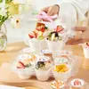 Caixa de embalagem para cupcake para 4/6 unidades, forma de muffin de 2 peças para creme de confeiteiro, caixa transparente para tortinha de ovo para assar e levar