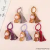 Chaveiro Pingente Estrela de Madeira Arco-Íris Curioso e Fofo Tassel Enfeite Pequeno de Madeira Trançado Feito à Mão