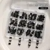 Conjunto de 12 peças de acessórios de nail art de laço de desenho animado, decoração de unhas de laço de resina tridimensional na cor Maillard de outono e inverno