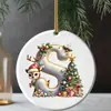 Adornos navideños 26 letras del alfabeto pequeño ciervo colgante acrílico 2D árbol de Navidad decoración del hogar navideña