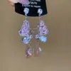 Brincos de Borboleta Rosa Doce com Franjas e Zircônia, Brincos de Luxo Leve e de Alta Qualidade, Brincos de Moda Europeus e Americanos Transfronteiriços para Mulheres Atacado