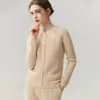 Cárdigan de Cachemira para Mujer Cuello Redondo Tejido de Cable Manga Larga Tejido Corto Ropa de Abrigo para Primavera y Otoño Suéter Chaqueta Minimalista Versátil