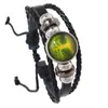 Pulsera de Cuero Tejida a Mano Transfronteriza para Amantes del Sol y la Luna, Pulsera de Árbol de la Paz con Cuentas Multicapa para Apilar