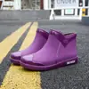 Botas de Lluvia de Moda para Mujer, Botas Cortas Modernas para el Agua, Calzado para las Cuatro Estaciones, Ropa de Exterior, Zapatos de Trabajo, Estilo Coreano, Cálidas, Impermeables, Antideslizantes, Resistentes al Desgaste, Botas de Lluvia