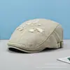 Boné de Brim Vintage para Frente, Versátil e Fashion, Boné de Baseball para Afinar o Rosto para Mulheres, Primavera e Verão, Boina Artística de Pintor, Moderno