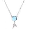 Corrente Clavicular Lágrimas de Sereia Azul Ancient Cat Ning Feminina Estilo Coreano Simples Pingente Curto Estilo Mori Fresco Colar Espuma de Sereia
