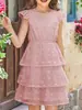 Vestido de Capas Hecho a Medida de Fábrica para Niños, Vestido de Sol de Lunares Adecuado para Edades de 6 a 15, Perfecto para el Día del Niño