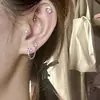 Piercing Doble en la Oreja Combinación Perfecta Y2K Dulce Fresco Sexy Pendientes de Cruz Corazón de Gama Alta Diseño de Nicho Pendientes Exquisitos Versátiles