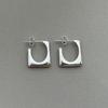 Aretes cuadrados geométricos de plata esterlina 925 para el fin de semana, Corea del Sur, elegantes, estilo celebridad de Internet, mismo estilo, aretes sencillos estilo ins, moda