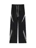 Calça de moletom patchwork listrada estilo americano para homens, design folgado de perna reta e larga, coleção primavera/outono 2026, calça esportiva casual plus size