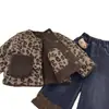 Casaco de Pele para Meninas, Novo Estilo de Inverno, Jaqueta de Algodão Solta com Estampa de Leopardo em Fleece Espessa e Quente para Crianças