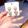 Pendientes de Perla con Copo de Nieve de Cristal, Pendientes Largos Personalizados con Borla, Pendientes Geniales y de Moda, Exquisitos Ganchos para Orejas Incrustados de Diamantes