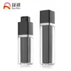 Promoción de Nuevo Producto del Fabricante Shengqi 15ml 30ml 50ml Cuadrado Negro Acrílico Botella de Vacío Giratoria Botella de Doble Capa