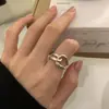 Anillo Trenzado Cruzado Multicapa Liso de Celebridad de Internet Anillo de Cola Vintage Desgastado Anillo para Dedo Índice Anillo Abierto para Mujer Diseño de Nicho