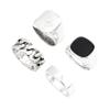 Conjunto de Anillos Hip-Hop Estilo Punk Anillo Geométrico Retro Transfronterizo Europeo y Americano Juego de Cuatro Piezas con Diamante Diseño Original