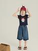 Elmo Beibei niñas coreana linda niña pequeña camiseta de combinación de colores para niños todo partido ajustada hombro caído manga corta verano