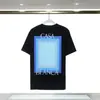 Camiseta Unissex de Manga Curta Verão Casa Masculina Transfronteiriça Casablanca Azul Quadrado Gradiente Estampa de Logo com Letras