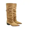 Botas de Tacón Grueso Apilado 2026 para Mujer Estilo Coreano Punta Fina Caña Ancha Hebilla de Cinturón Botas Largas Estilo Chica Popular Botas de Montar Botas Fruncidas