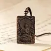 Colgante de Madera de Águila 46, placa "Sin Preocupaciones" con Guanyin tallada, colgante de madera de Tara de Mil Manos de un solo lado, adorno colgante de madera de imitación de madera de águila
