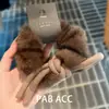 Faixa de Cabelo de Veludo Peludo Outono e Inverno Coreana Estilo Preguiçoso Elegante Laço Coelho Elástico de Rabo de Cavalo Acessórios de Cabelo Elásticos