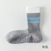 Calcetines de Yoga para Mujer Calcetines de Media Pantorrilla Antideslizantes para Interiores Fitness Pilates Calcetines Deportivos para Mujer con Doble Puño Rayados Sin Costuras