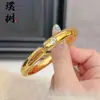 Loja de Ouro Mesmo Estilo Brilhante Strass Costas de Peixe-lama Pulseira Anel Bracelete Aberto Versátil Moda Presente para Namorada