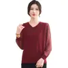 Nueva camisa de manga larga de primavera y otoño para madres de mediana edad y mayores, elegante, adelgazante, rejuvenecedora, top versátil